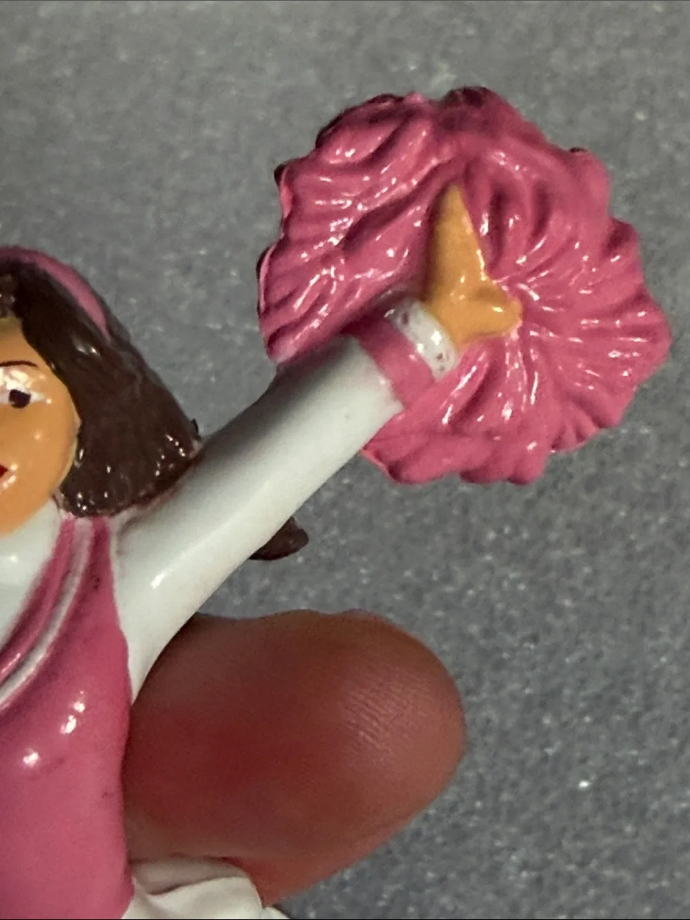 Bakery crafts 1998 Pink Cheerleader Figurine Pom Poms Cake Topper or Display PVC